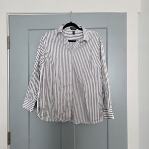 Lauren Ralph Lauren 100% Cotton Striped Button Down Shirt Women’s 1X Preppy